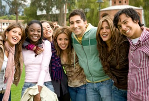 happy group of young people at a university college